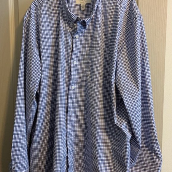St. John's Bay Men's XXL Long Sleeve Dress Shirt Navy Check - Picture 1 of 5